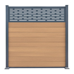 Clôture en bois composite premium 180xH.190cm avec décor alu Linea - coloris gris anthracite - Compolife