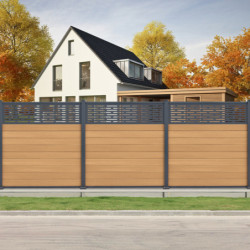 Clôture en bois composite premium 180xH.190cm avec décor alu Linea - coloris gris anthracite - Compolife