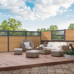 Clôture en bois composite premium 180xH.190cm avec décor alu Linea - coloris gris anthracite - Compolife