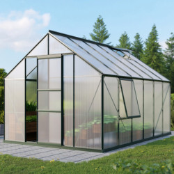 Serre de jardin Meridian1 9,9m² en aluminium émeraude et polycarbonate 4mm – Vitavia 