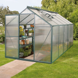 Serre Triton 6,2m² en aluminium émeraude et panneaux de polycarbonate 6mm - Vitavia