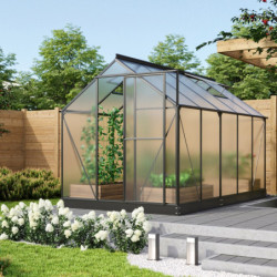 Serre Triton 6,2m² en aluminium noir et panneaux de polycarbonate 6mm - Vitavia