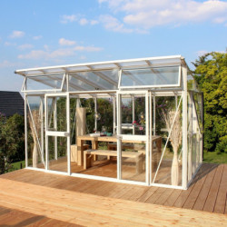 Serre Aphrodite 11,5m² en aluminium blanc et vitrage combiné - Vitavia