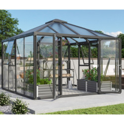 Serre Fortuna 10,2m² en aluminium noir et vitrage combiné - Vitavia