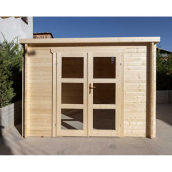 Abri de jardin toit plat 6m² PENTY - madriers 40mm brut - Gardy Shelter
