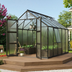 Serre de jardin Olymp 8,3m² en alu noir et polycarbonate 4mm - Vitavia