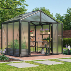 Serre de jardin Zeus Comfort 6,2m² en alu noir et polycarbonate 16mm - Vitavia
