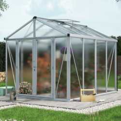 Serre de jardin Zeus Comfort 8,1m² en alu anodisé et polycarbonate 16mm - Vitavia