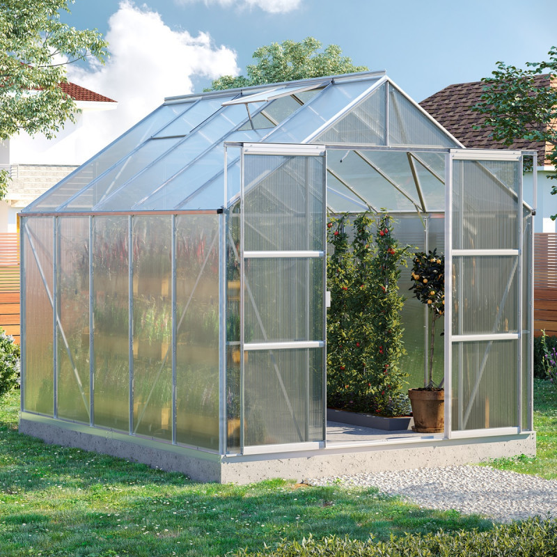 Serre de jardin Uranus 8,3m² en alu anodisé et panneaux de PC 6mm - Vitavia