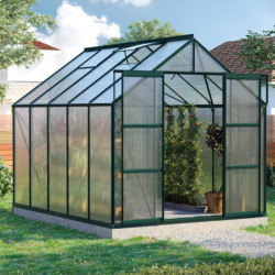 Serre de jardin Uranus 8,3m² en alu émeraude et panneaux de PC 6mm - Vitavia