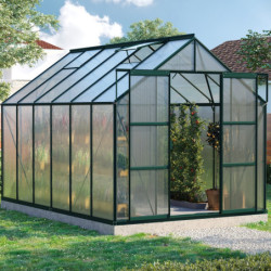 Serre de jardin Uranus 9,9m² en alu émeraude et panneaux de PC 4mm - Vitavia