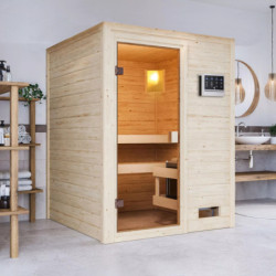 Sauna traditionnel Sandra 2 à 3 places 38mm - poêle Easy Bio 9000W - sans couronne lumineuse - Woodfeeling