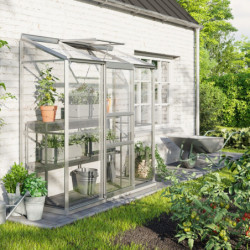 Serre adossée Ida 1,3m² en aluminium anodisé et verre de sécurité 3mm - Vitavia