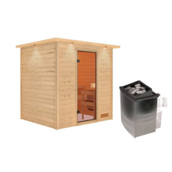 Sauna traditionnel Adelina - poêle 9KW ctrl intégré - couronne lumineuse - Karibu