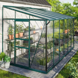 Serre adossée Ida 7,8m² en aluminium émeraude et vitrage combiné - Vitavia