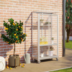 Mini-serre Polis 0,35m² en alu anodisé et PC 4mm – sur roulettes – Vitavia