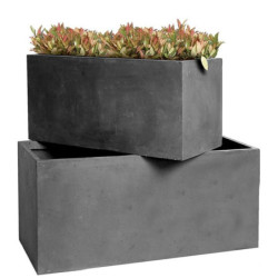 Jardinière en fibre de terre 80x40xH.40cm gris plomb