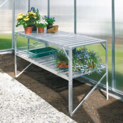 Table à deux niveaux en aluminium anodisé – L121cm – pour les serres de jardin Vitavia