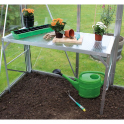 Table en aluminium anodisé et PC 16mm – L121cm – pour les serres de jardin Vitavia