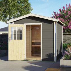 Sauna d’extérieur Bosse 1 anthracite avec vestibule et porte classique - 5 à 6 places 38mm - KARIBU