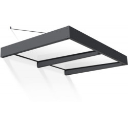 Auvent marquise en aluminium gris foncé et acrylique blanc Sophia™ XL 2000 – Canopia