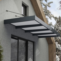 Auvent marquise en aluminium gris foncé et acrylique blanc Sophia™ XL 4000 – Canopia