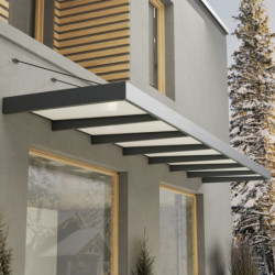 Auvent marquise en aluminium gris foncé et acrylique blanc Sophia™ XL 7000 – Canopia