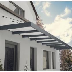 Auvent marquise en aluminium gris foncé et acrylique blanc Sophia™ XL 9000 – Canopia