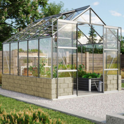 Serre Cassandra 8,3m² en alu anodisé et verre de sécurité - sans pierres de socle - Vitavia