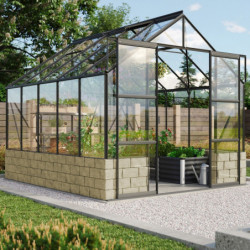 Serre Cassandra 8,3m² en alu noir et verre de sécurité - sans pierres de socle - Vitavia