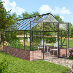 Serre Cassandra 11,5m² en alu noir et verre de sécurité - sans pierres de socle - Vitavia