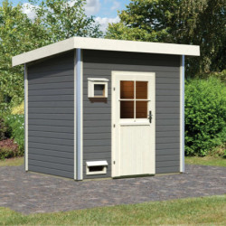 Sauna d'extérieur Norge anthracite en bois massif 38mm porte classique 6 à 8 places Karibu