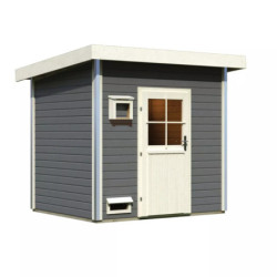 Sauna d'extérieur Norge anthracite en bois massif 38mm porte classique 6 à 8 places Karibu