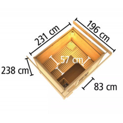 Sauna d'extérieur Norge anthracite en bois massif 38mm porte classique 6 à 8 places Karibu