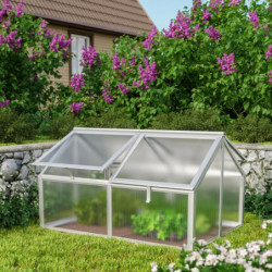 Mini-serre Gamma 1m² en alu anodisé et PC 4mm – fondation en acier Zincalume® – Vitavia