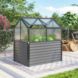 Mini-serre Gamma 1m² en alu noir/granite et PC 4mm sur châssis froid élevé – Vitavia