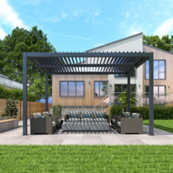 Pergola bioclimatique autoportante en aluminium FIRST anthracite 4x4m - X-METAL