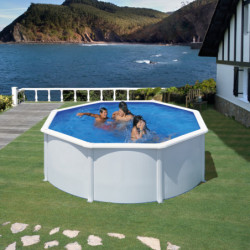 Piscine hors sol Fidji ronde en acier blanc Ø370xH122cm – Gré