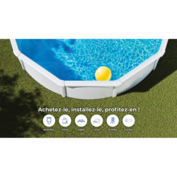 Piscine hors sol Fidji ronde en acier blanc Ø570xH122cm – Gré