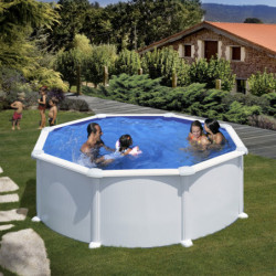 Piscine hors sol Atlantis ronde en acier blanc Ø370xH132cm – Gré