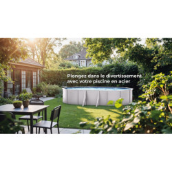Piscine hors sol Atlantis ovale en acier blanc 634x399cm – Gré