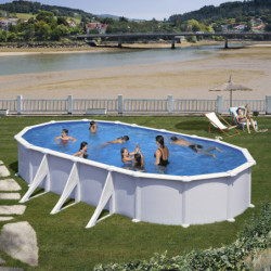 Piscine hors sol Atlantis ovale en acier blanc 744x399cm – Gré
