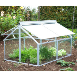 Mini-serre Gaia Jumbo en alu anodisé et verre 3mm – sans potager élevé – Vitavia