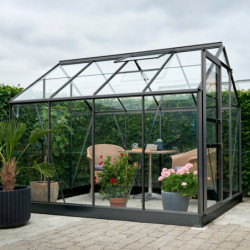 Serre de jardin 5m² en aluminium noir et verre horticole Popular - Halls