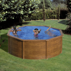 Piscine Sicilia ronde en acier imitation bois Ø370cm – Gré