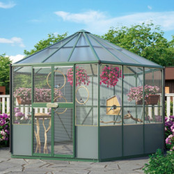 Volière en aluminium émeraude 9m² et polycarbonate 6mm - grillage maille d'acier Circus - Vitavia