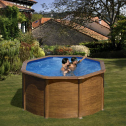 Piscine hors sol Pacific ronde en acier imitation bois Ø260cm – Gré