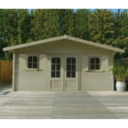 Abri de jardin 22,04m² en bois massif 40mm traité autoclave CEVINS + shingles rouges - SOLID