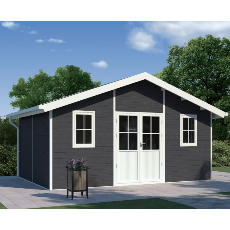 Abri de jardin en bois composite 28mm anthracite 19,22m² PREMIUM - Woodlife Garden