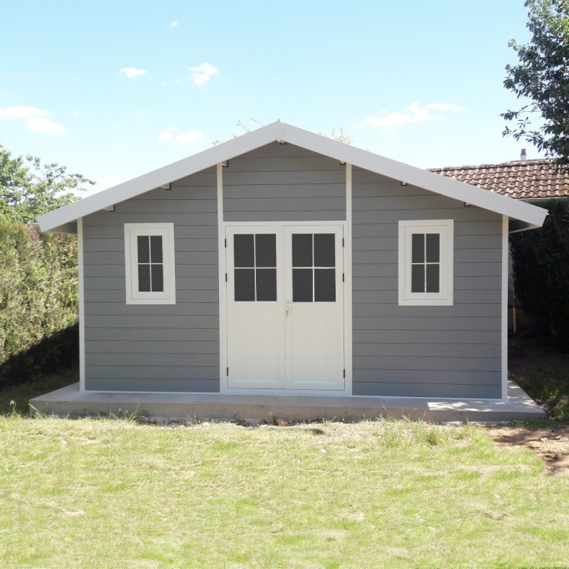 Abri de jardin en bois composite 28mm gris clair 19,22m² PREMIUM - Woodlife Garden